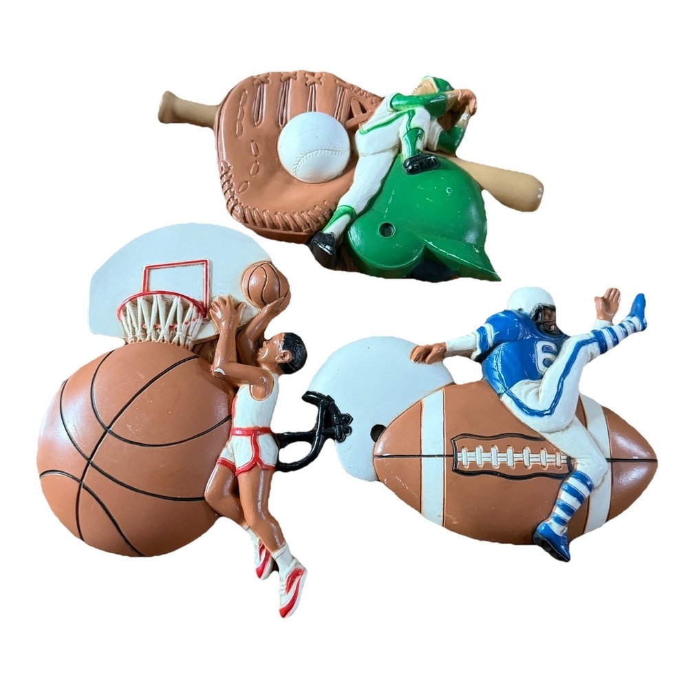 Sports Wall Decor‎ Set of 3 Vintage 1991 Burwood Football Basketball Baseball